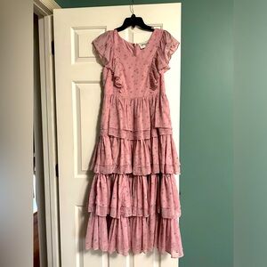 Brand new, never worn JessaKae full length dusty pink rose pattern dress